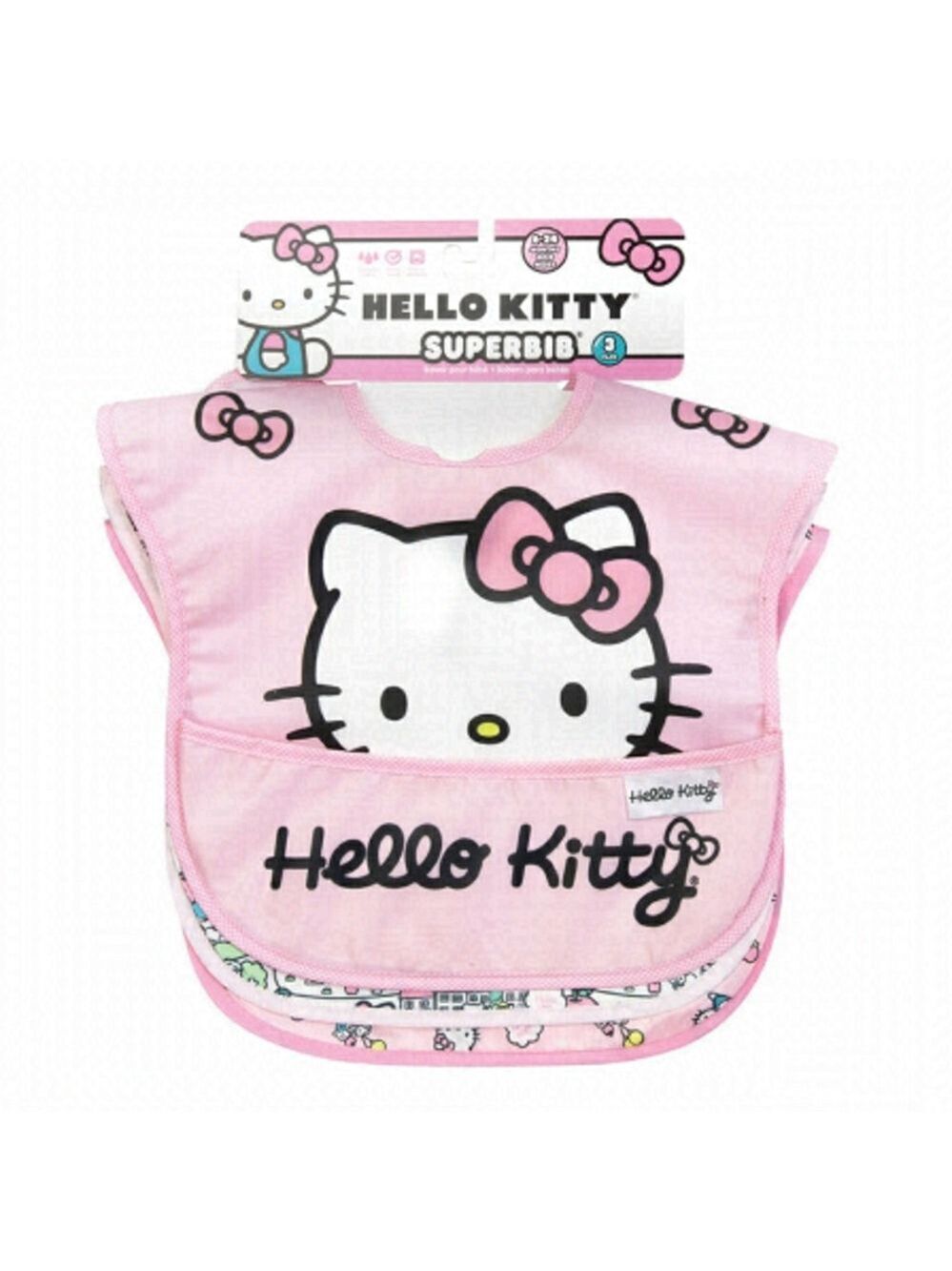 Bumkins Hello Kitty SuperBib, 6-24 Months, 3 Pack - Hello Kitty